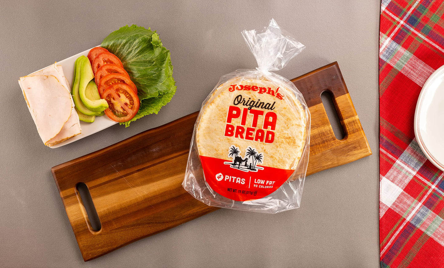 Joseph’s Original White Pita Bread, 1-Pack, Fresh Baked (4 Pitas per Pack, 11Oz.)