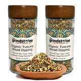 The Grindstone, Organic Tuscany bread dipping mix, perfect seasoning spice with extra virgin olive oil, bread, pasta topper, 2 oz. glass bottle