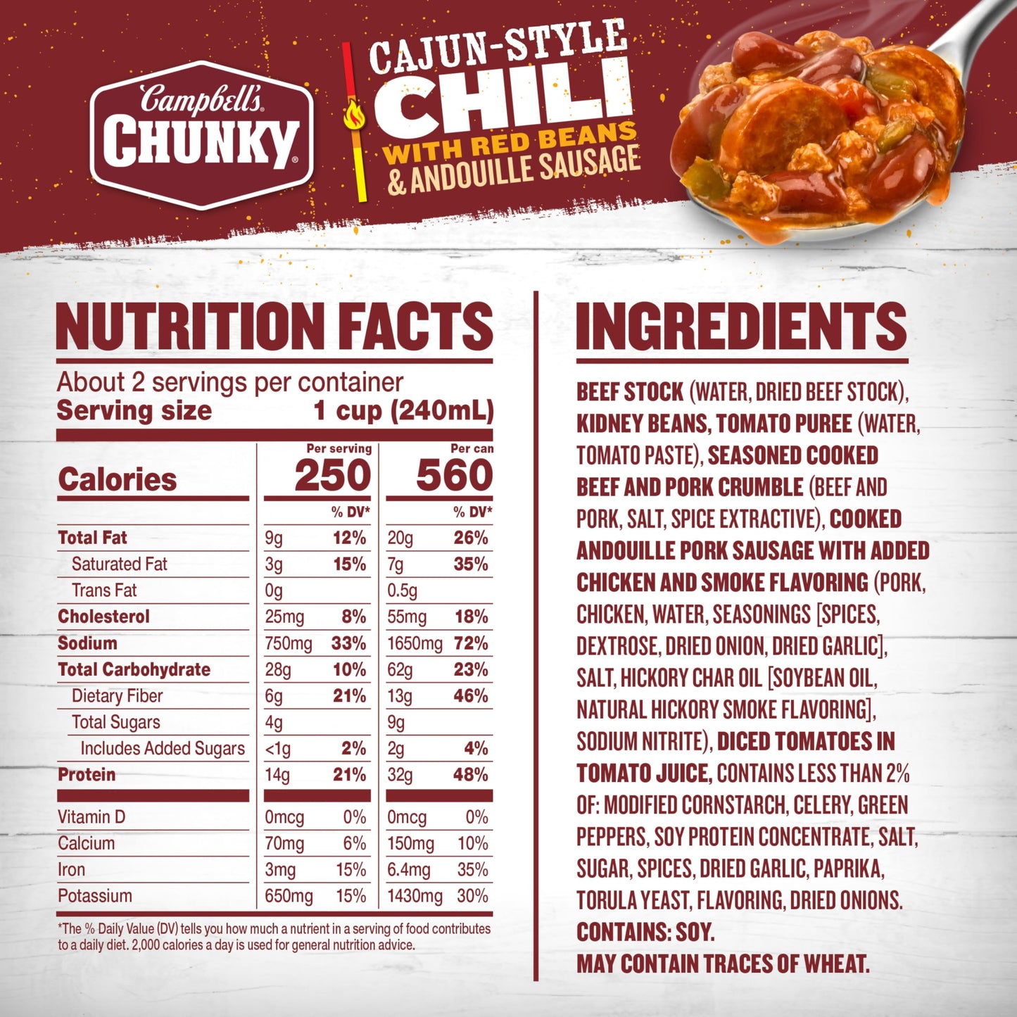 Campbell’s Chunky Cajun Style Chili, 19 oz Can