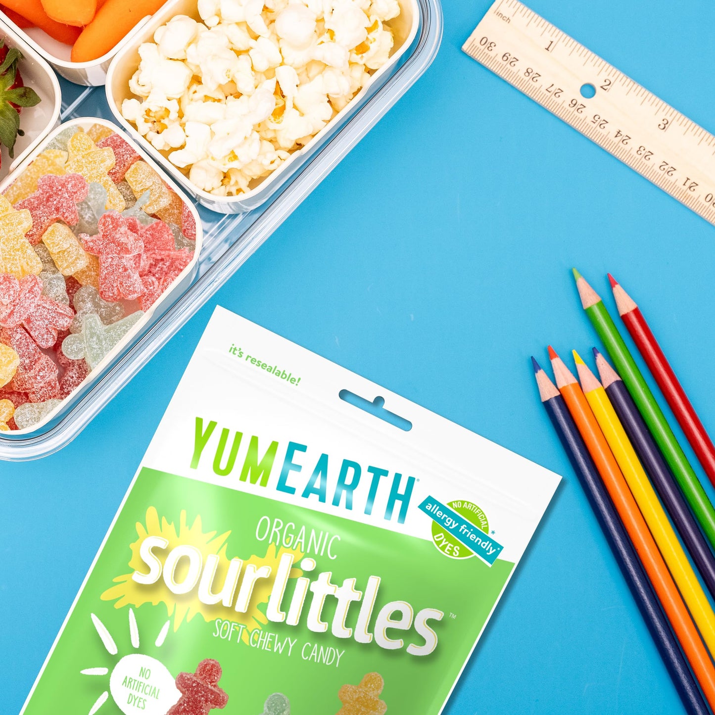 YumEarth Organic Sour Littles Chewy Candy - Allergy Friendly (Top 9 Free), No Artificial Dyes, Non GMO, Gluten Free, Vegan Candy Snacks - 5 Ounce Bag