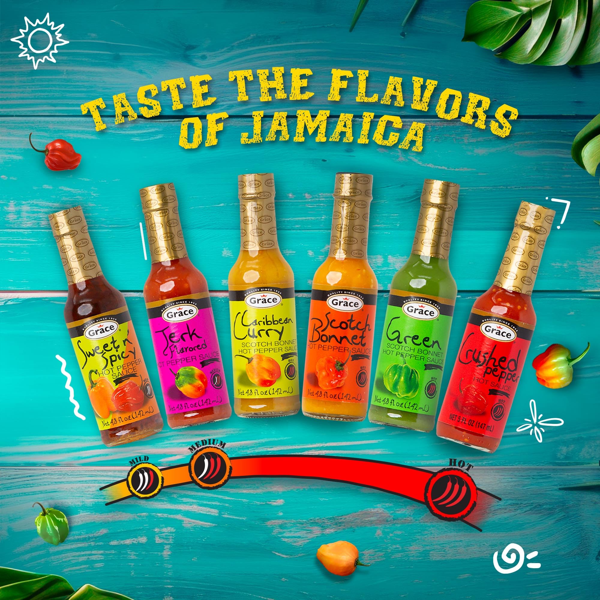 Grace Jerk Hot Pepper Sauce 4.8oz - 2 Pack - Authentic Jamaican Scotch Bonnet Pepper with Seasoning - Wing Sauce - Caribbean Jerk Seasoning Jamaican