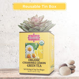 Brew La La Organic Green Tea - Natural Chamomile Lemon Flavor - 50 Double Chambered Tea Bags - Low Caffeine - USDA Certified Organic - NonGMO - Gluten