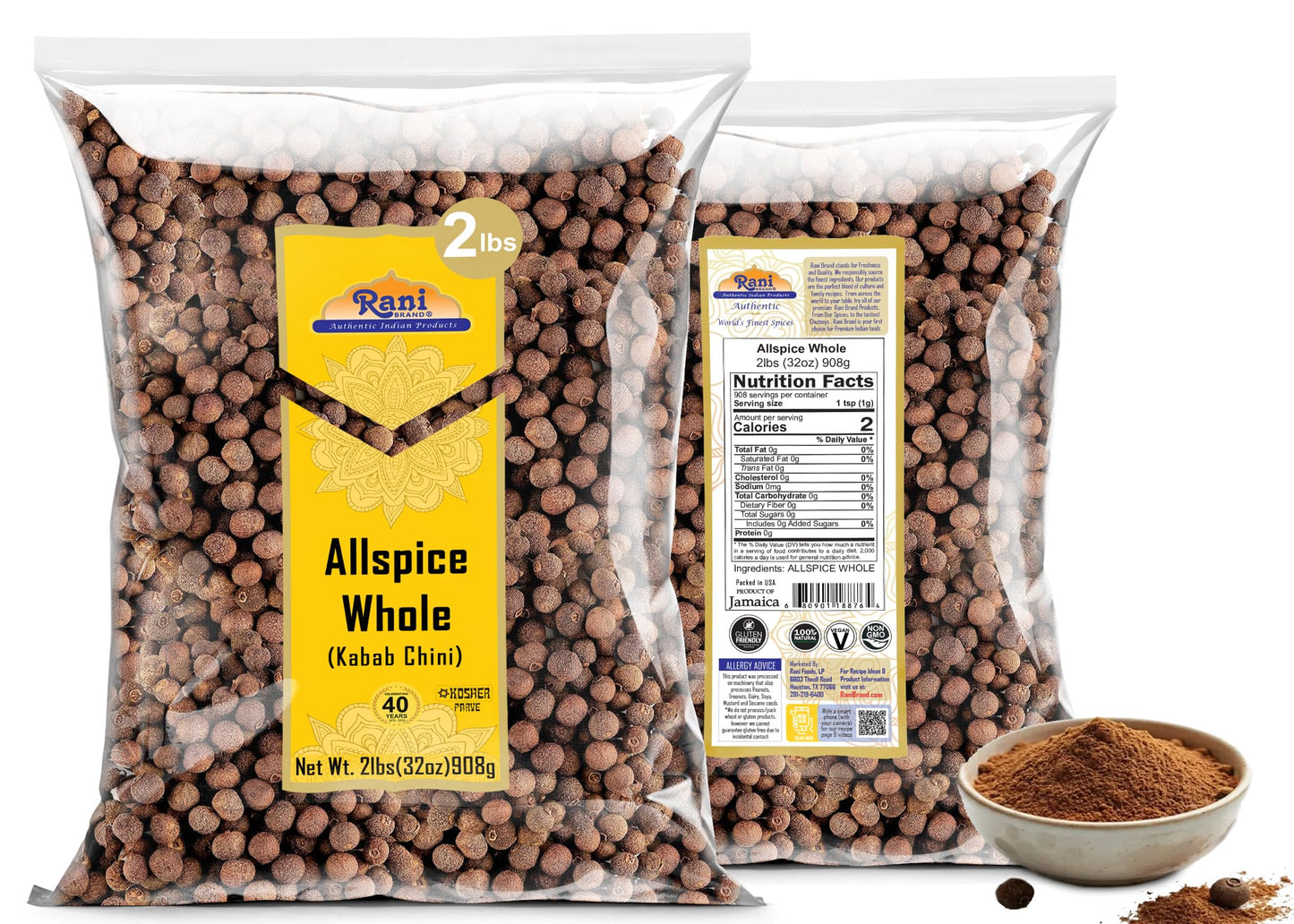 Rani Allspice (Kabab Chini) Whole Spice 32oz (2lbs) 908g ~ All Natural | Vegan | Gluten Friendly | NON-GMO | Kosher | Indian Origin