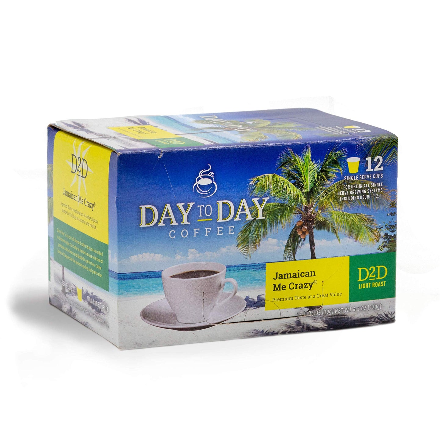 Day To Day 12-Count Jamaican Me Crazy, Light Roast Single Serve Coffee Pods for K-Cup Keurig Brewers