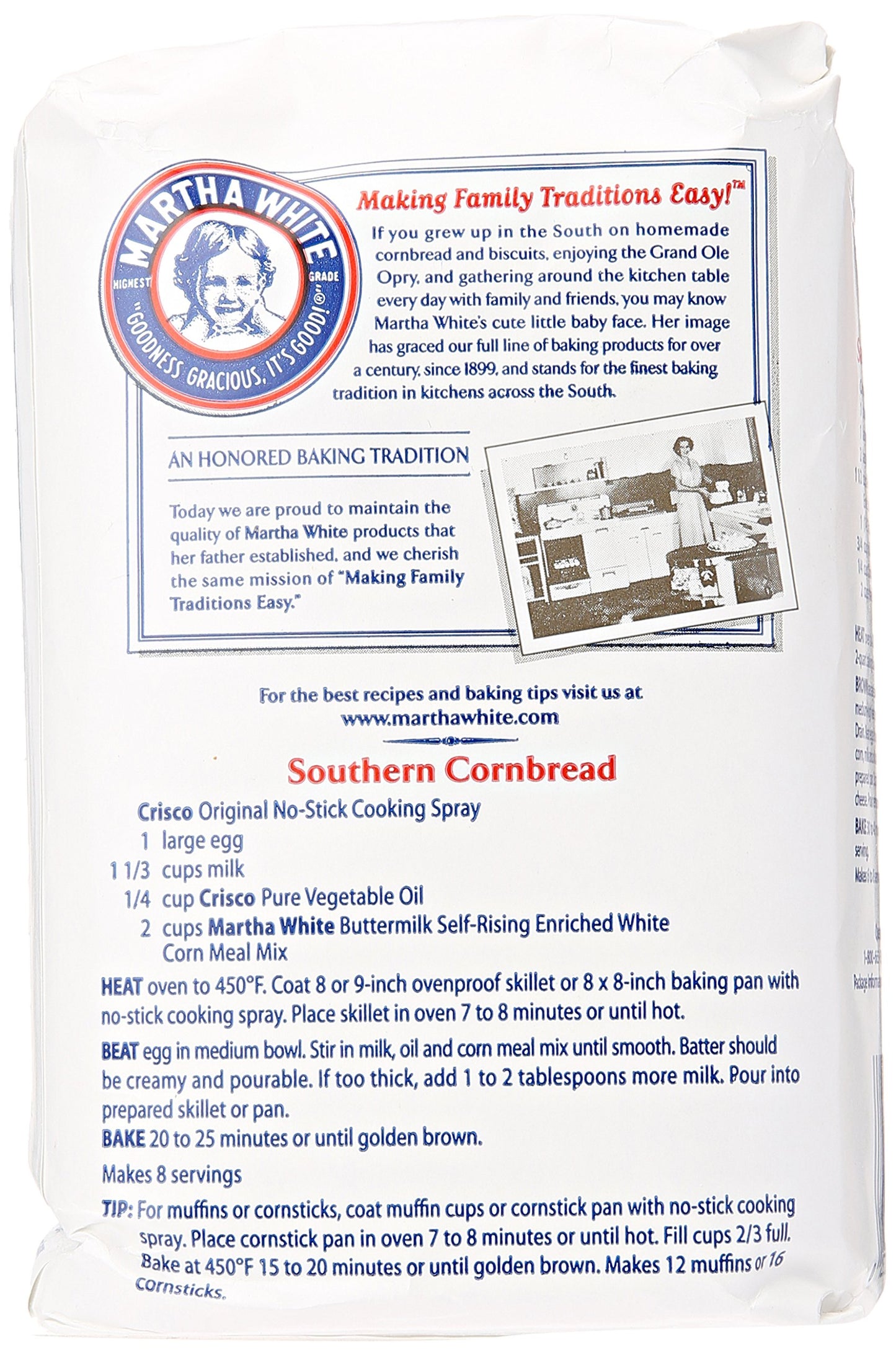 Martha White Self-Rising Buttermilk White Corn Meal Mix, 32 Ounces