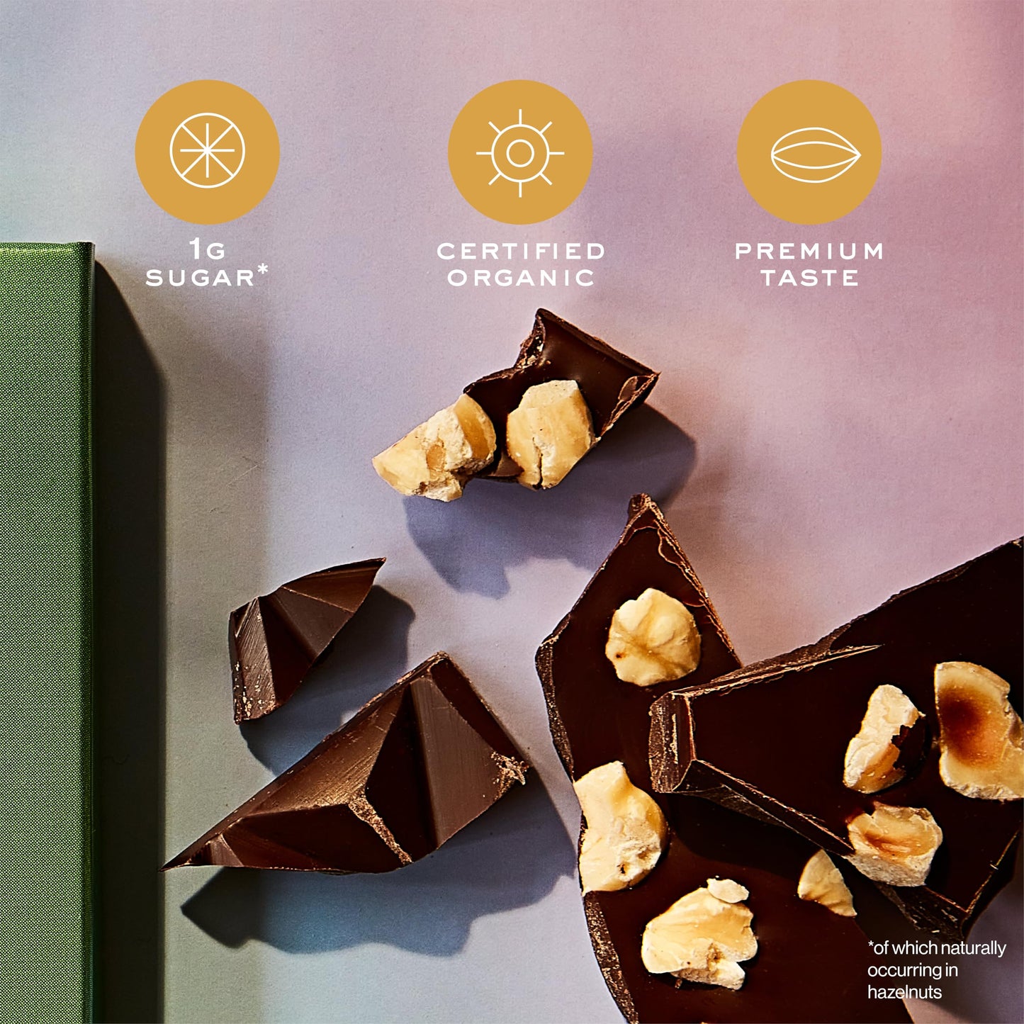 NOMOSU | Organic 72% Dark Chocolate with Hazelnut | 65g | 10 Pack | Sugar Free | USDA Organic | Vegan | Keto & Low Carb Friendly | Bold Cacao