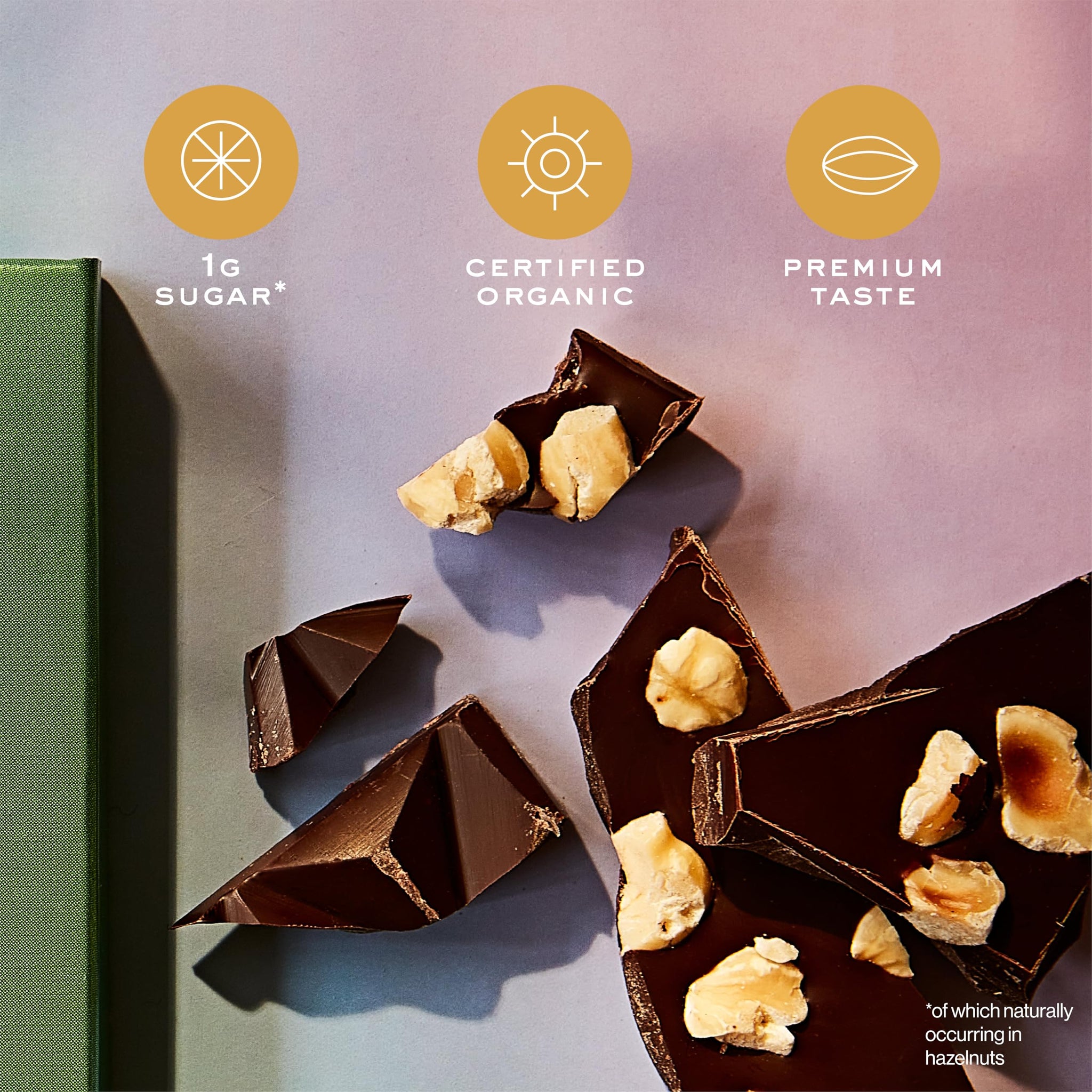 NOMOSU | Organic 72% Dark Chocolate with Hazelnut | 65g | 10 Pack | Sugar Free | USDA Organic | Vegan | Keto & Low Carb Friendly | Bold Cacao