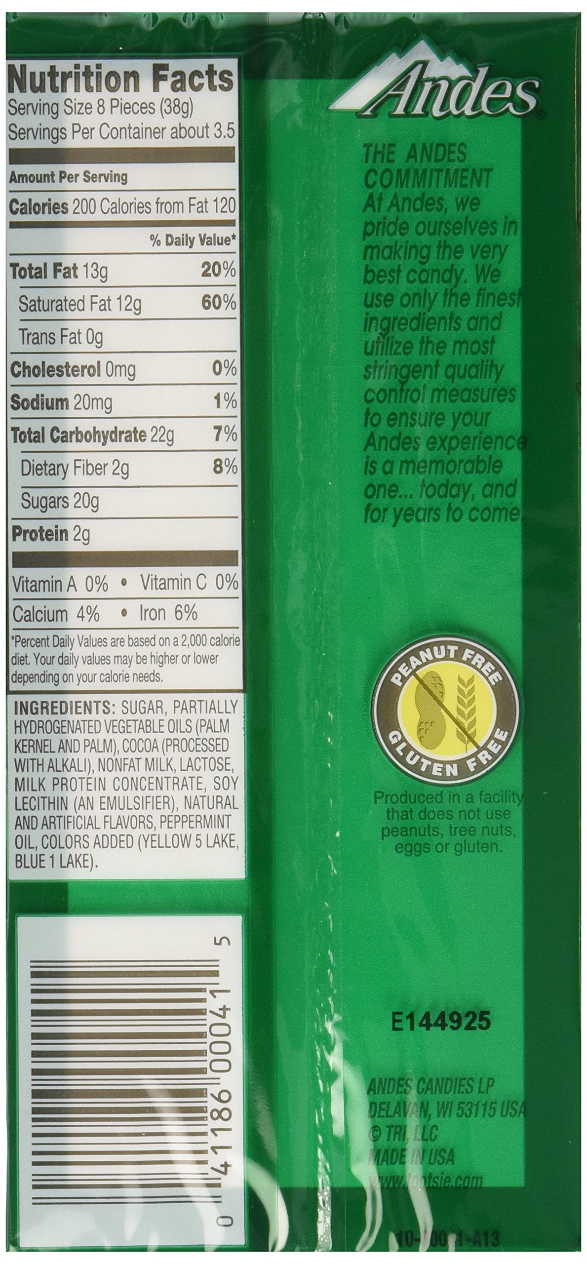 Andes Creme De Menthe Thin Mints - After Dinner Mints - Rectangular Chocolate Sandwich Mint Candies - 4.67 Oz, 28 Count