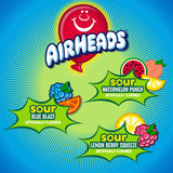Airheads Mini SOURS Candy Bars, Sour Watermelon Punch, Blue Blast, and Lemon Berry Squeeze 12oz Variety Bag