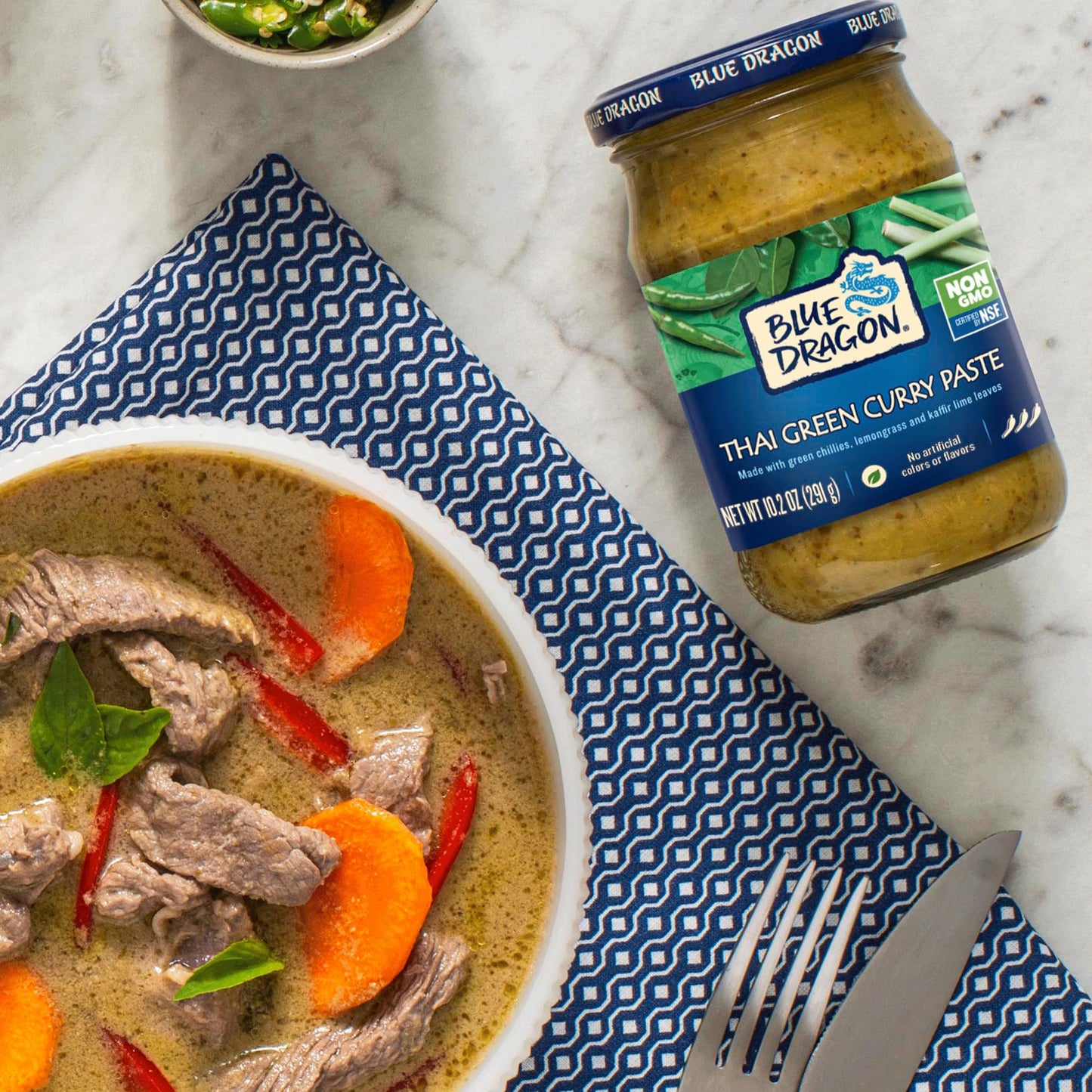 Blue Dragon Thai Green Curry Paste - 10.2oz Jar (Pack of 3) - No Artificial Flavors - Made w/Green Chilies, Kaffir Lime Leaves & Lemongrass