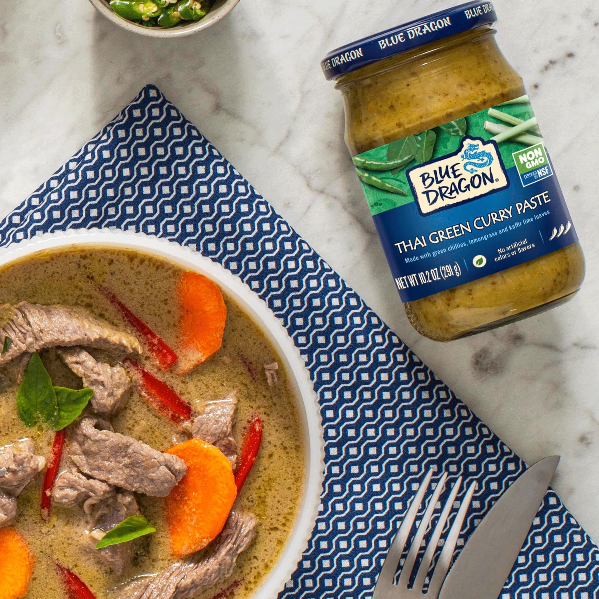 Blue Dragon Thai Green Curry Paste - 10.2oz Jar (Pack of 3) - No Artificial Flavors - Made w/Green Chilies, Kaffir Lime Leaves & Lemongrass