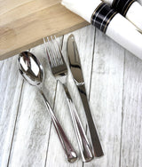 Pre-Rolled Dinner Napkin and Cutlery, Silver/Metallic Plastic (30 Sets)