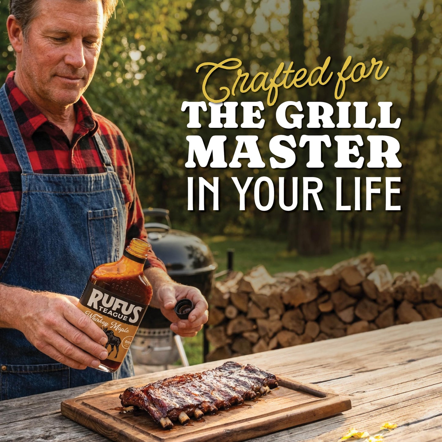 Rufus Teague Whiskey Maple BBQ Sauce, Non-GMO, Gluten-Free, 15.25oz, 2 Pack