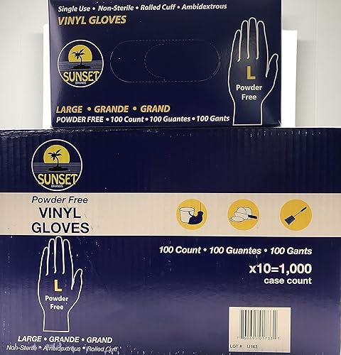 Sunset Powder Free Vinyl Gloves (Large)