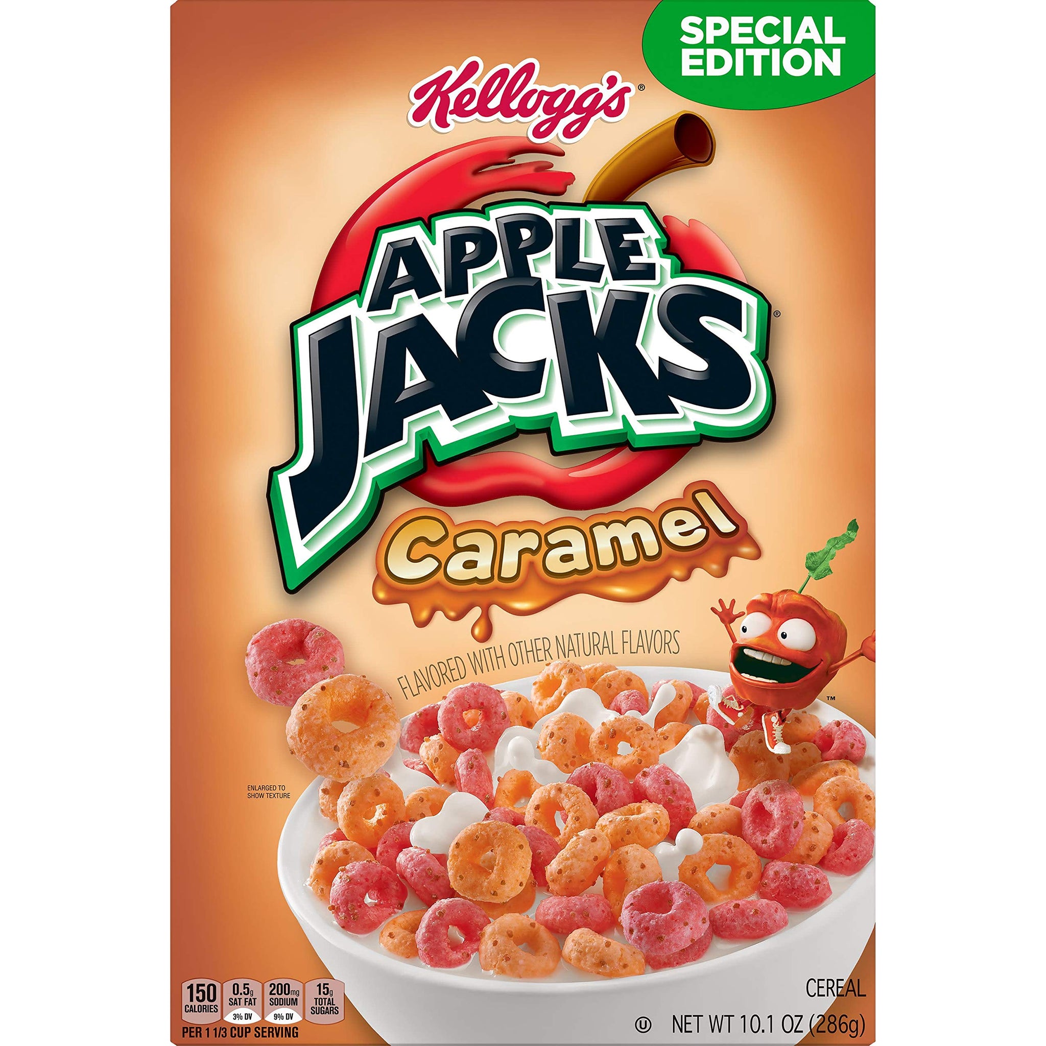 Kellogg’s Apple Jacks, Breakfast Cereal, Caramel, 10.1oz Box
