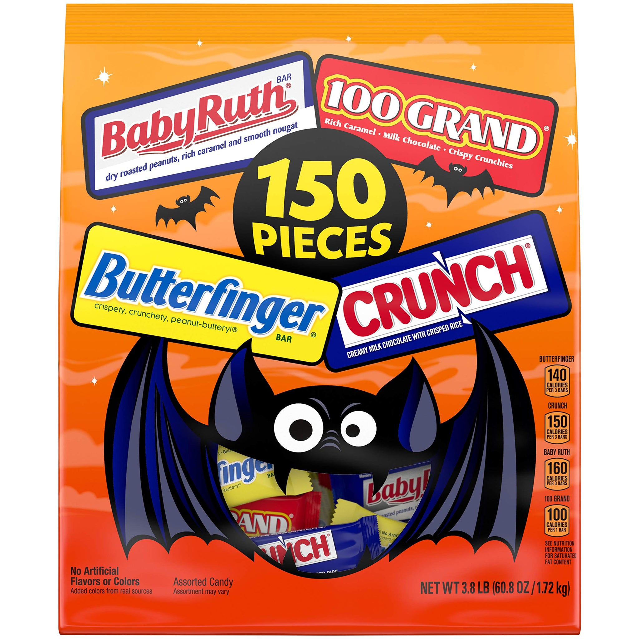 Butterfinger & Co. Bulk Chocolate-y Halloween Candy Bag, Mini and Fun Size Mix of 100 Grand, Butterfinger, Crunch & Baby Ruth for Trick or Treat Bags