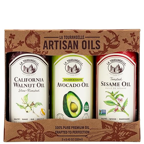 La Tourangelle, Favorites Trio of Oils - Roasted Walnut Oil, Avocado Oil, Toasted Sesame Oil, Gift Set, 8.45 fl oz (Set of 3)