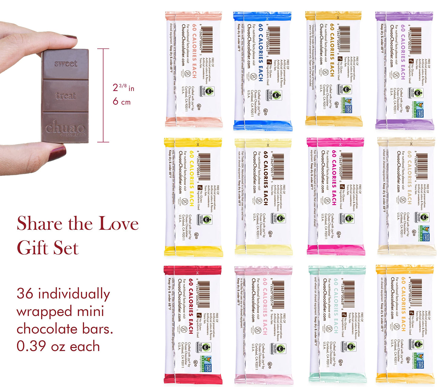 Chuao Chocolatier Share the Love Assorted Milk and Dark Mini Gourmet Chocolate Bars Gift Box | Sampler For Holiday, Birthday, Thank You, Corporate