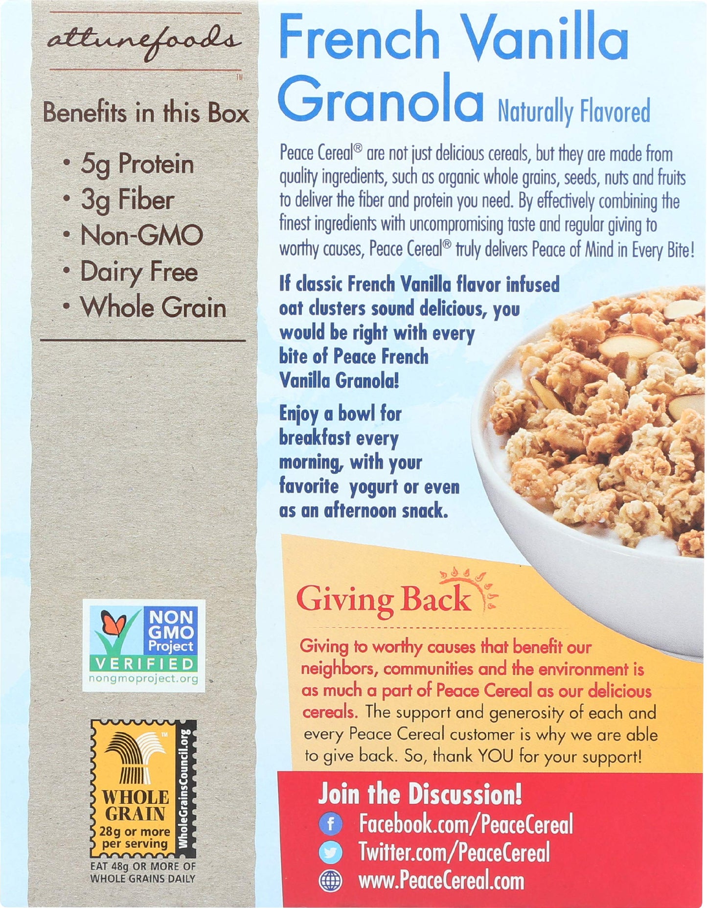 PEACE CEREAL CEREAL GRANOLA FRNCH VNLA 11OZ