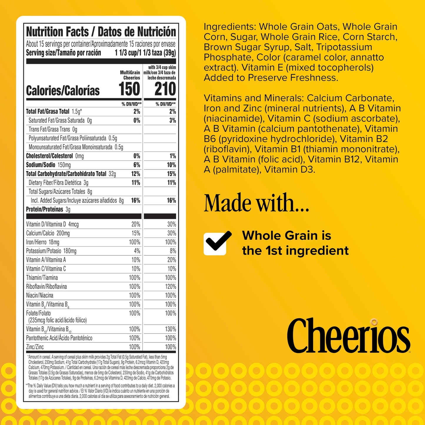 Multi Grain Cheerios, Heart Healthy Breakfast Cereal, Gluten Free, Giant Size, 20.6 oz