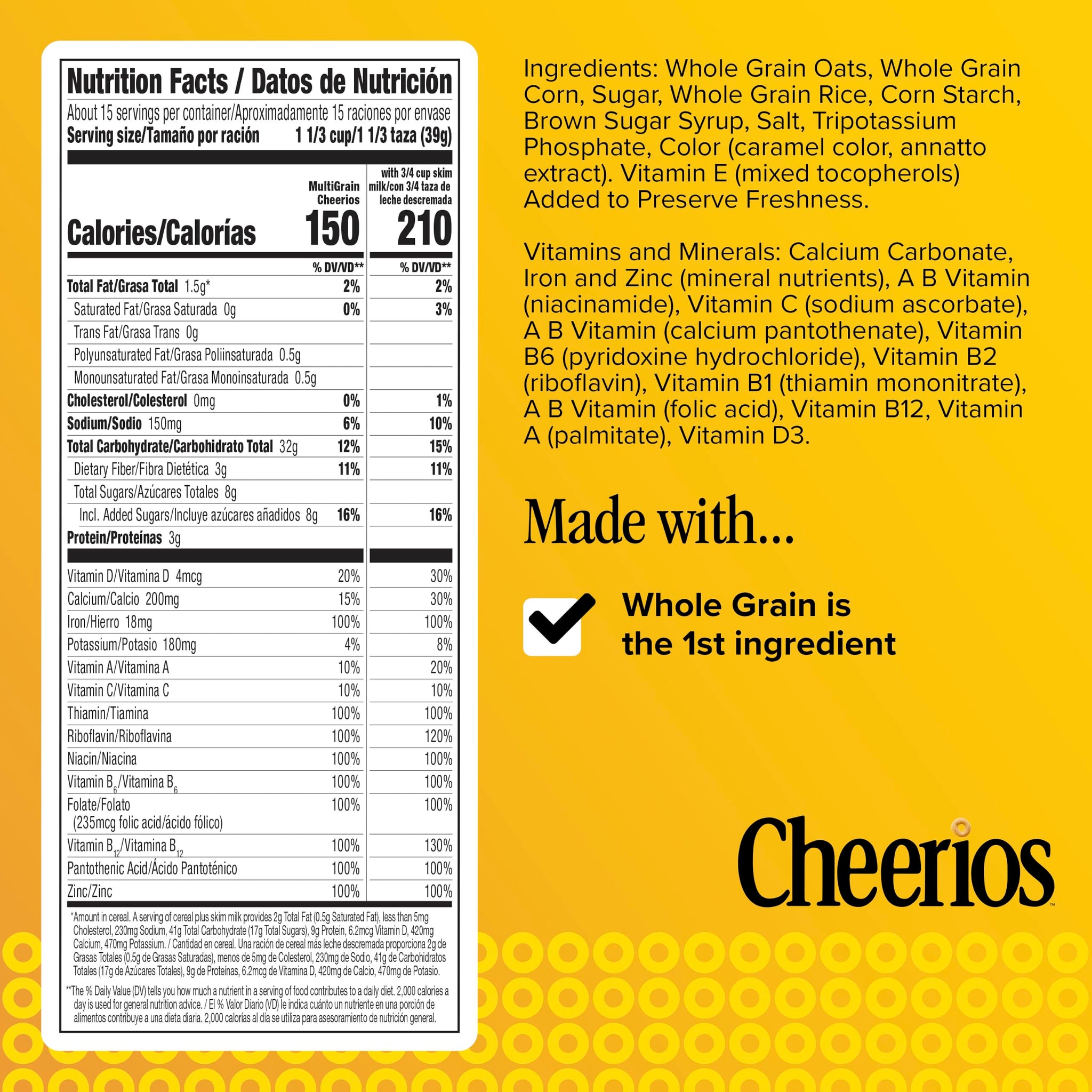 Multi Grain Cheerios, Heart Healthy Breakfast Cereal, Gluten Free, Giant Size, 20.6 oz
