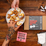 Global Grub DIY Fortune Cookie Kit | Makes 48 | Includes Flour, Sugar, Cocoa Powder, Baking Mat, Paper Fortunes, Edible Ink Pen, Detailed Instructions