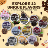 InfuSio Coffee Pods Variety Pack - 96 Count, 12 Sophisticated Medium & Dark Roast Blends, Crafted Blends Collection - Premium Single-Serve Coffee