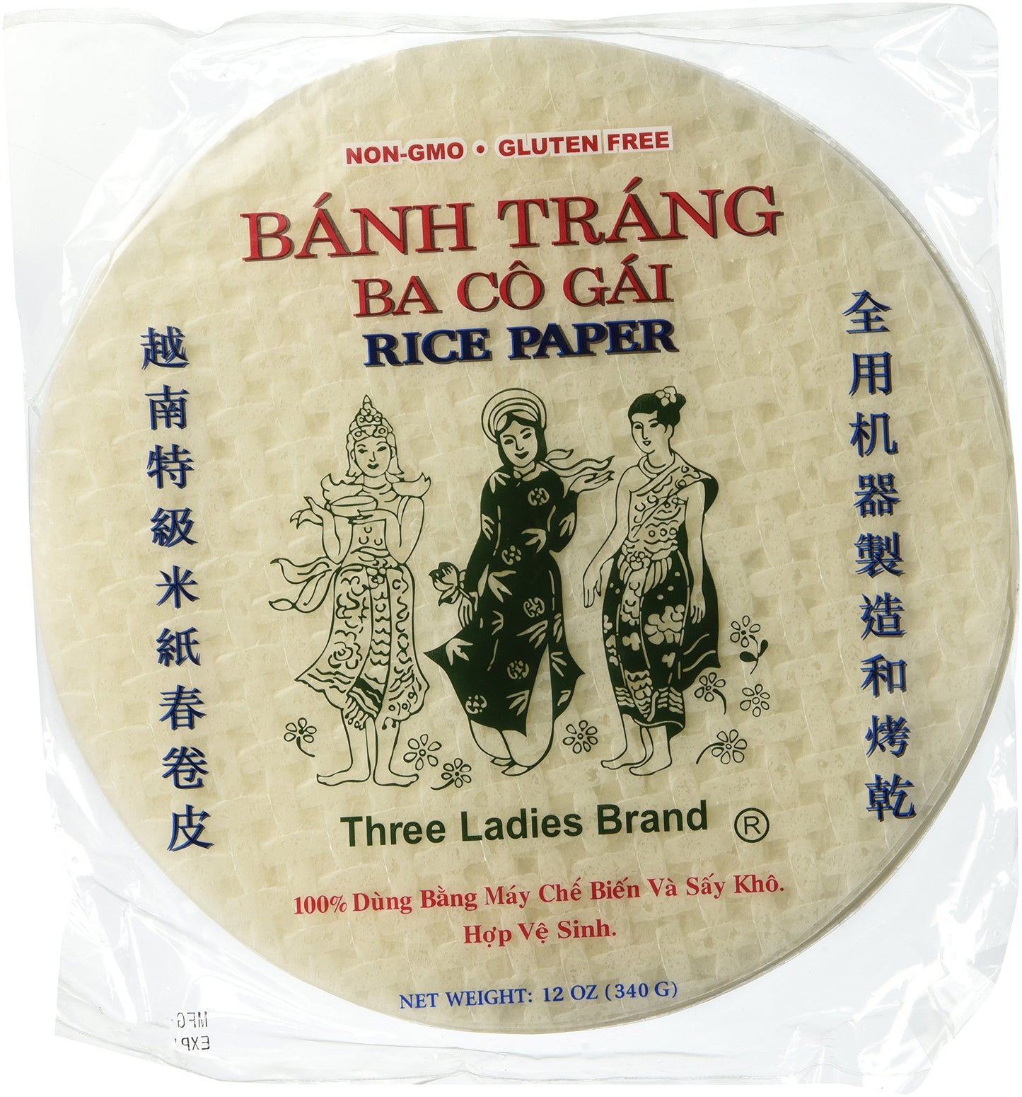 5 Packs Three Ladies Spring Roll Rice Paper ( Round 22 Cm )