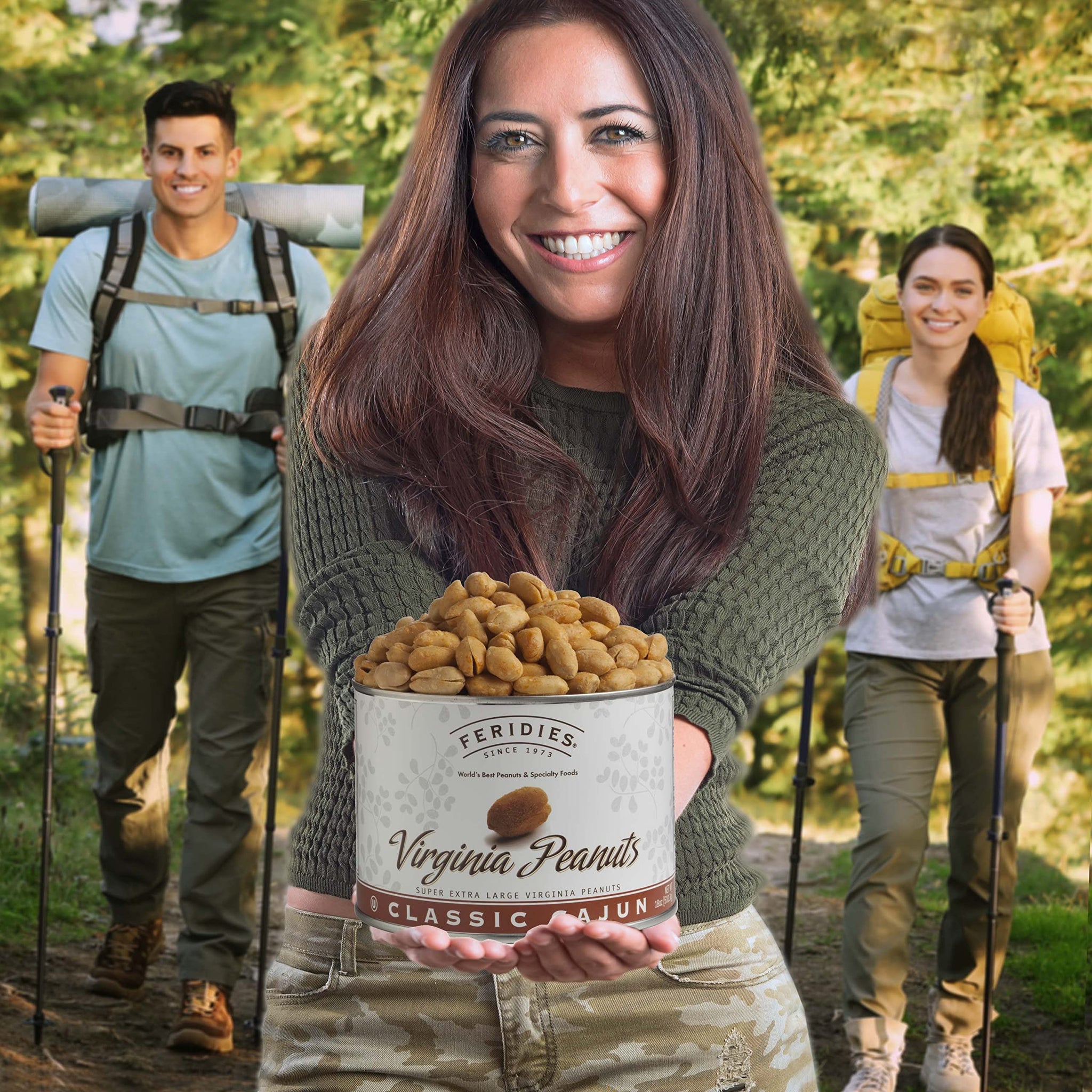 FERIDIES Cajun Virginia Peanuts, Super Extra Large, Spicy Snacks with Secret Seasoning, Gluten Free, 18oz Can 18 Ounce Cajun