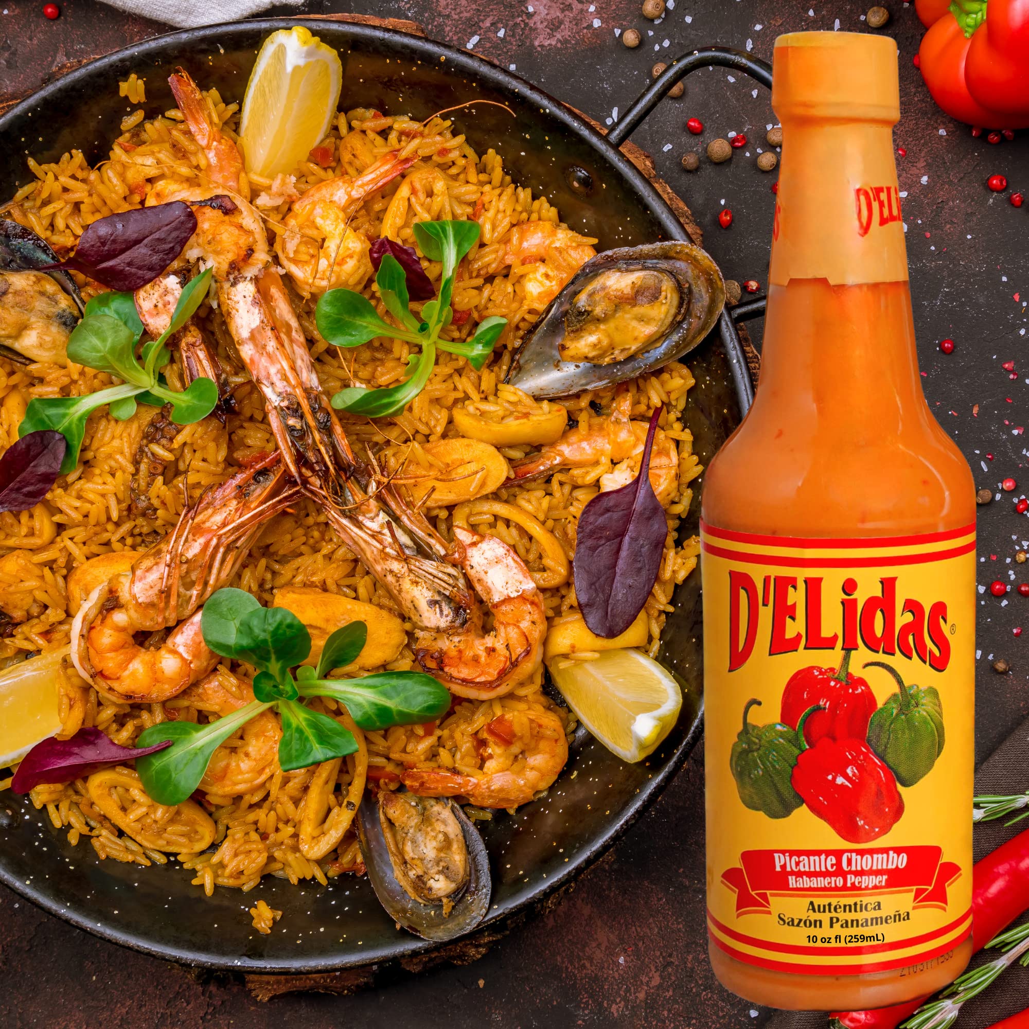 D'ELidas Habanero Hot Sauce, Natural Habanero Pepper Hot Sauce, Chombo Picante Sauce #1 in Panama, Non-GMO, Keto Friendly Food Habanero Sauce, 10 Fl