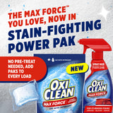OxiClean Max Force Advanced Stain Remover Power Paks, Color-Safe, Bleach-Free Kids and Baby Essential, Use with Detergent to Remove Messy Stains like