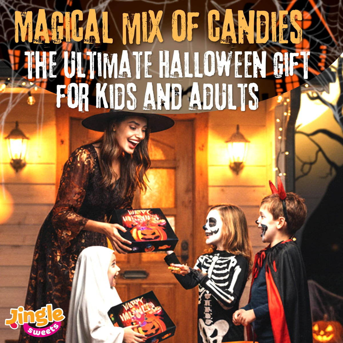 Bulk Candy Variety Pack - Gift Box Halloween - Over 2 lb of Individually Wrapped Candy - Fun Trick or Treat Gift for Kids & Adults, Nut-Free