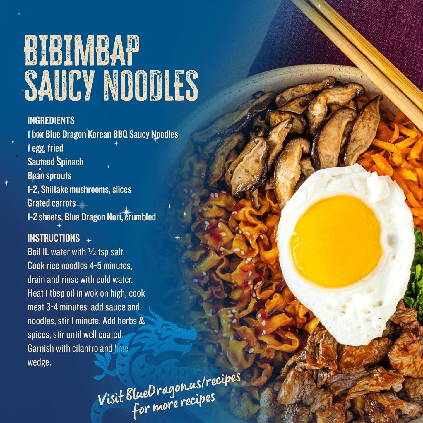 Blue Dragon Korean BBQ Saucy Noodles - 4.2oz (Pack of 3) - Knife Cut Thick Noodles w/Korean BBQ Sauce & Sesame Seed Garnish - Quick & Easy Meal