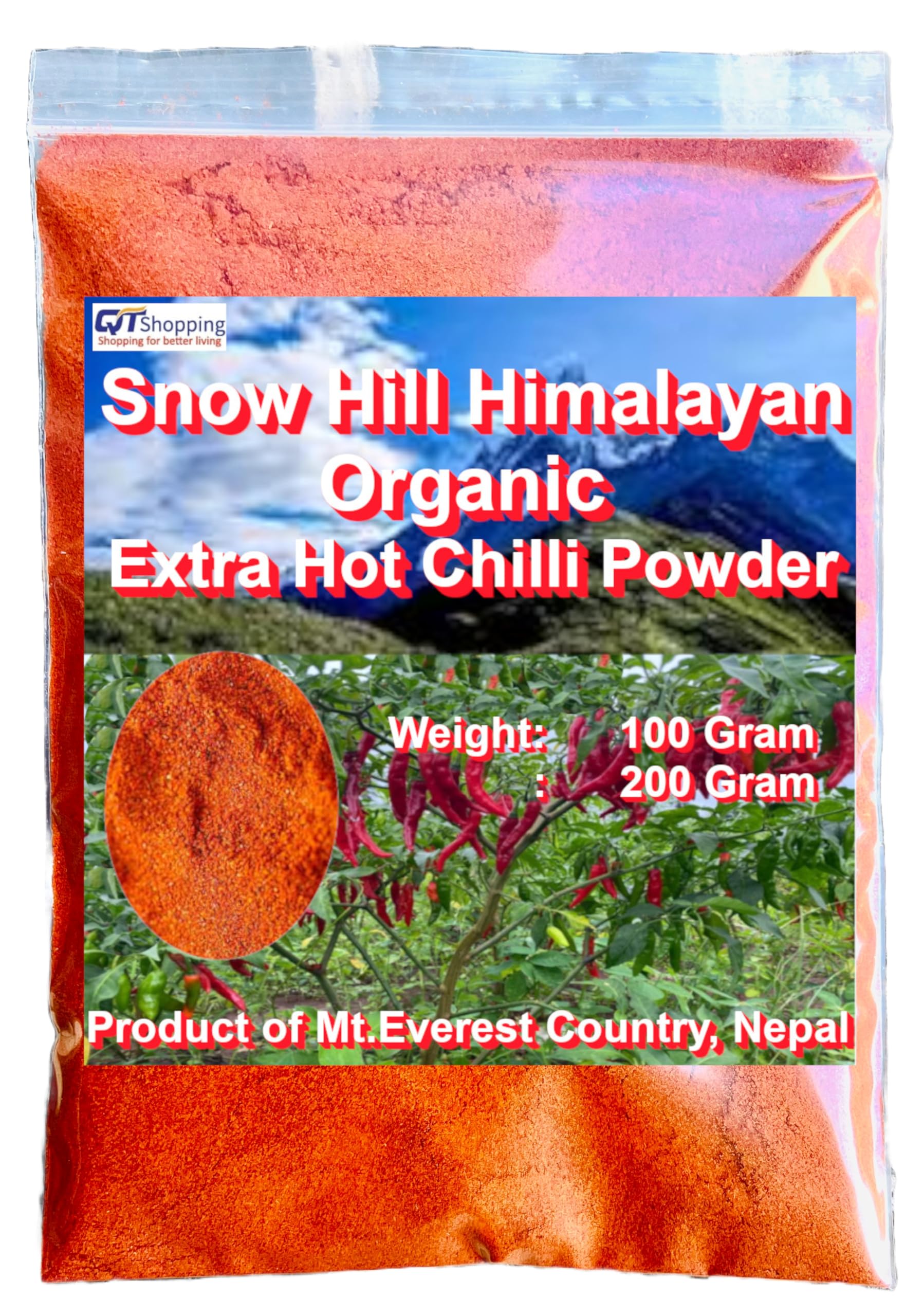 Himalayan Premium Quality Organic Red Chilly Powder, 200G | Gluten-Free, Non-GMO & Diet Friendly | Immunity Booster | Nepali, Indian & Asian Seasoning