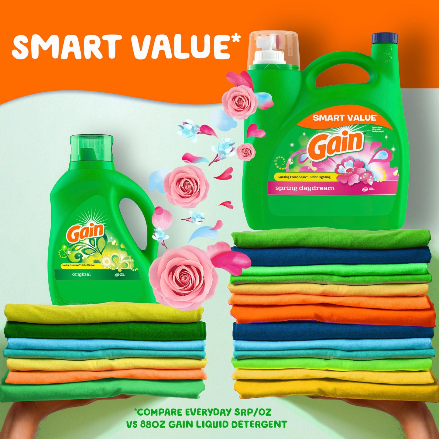 Gain Liquid Laundry Detergent, Spring Daydream Scent, 154 fl oz, 107 loads, Freshness + Odor Fighting, Laundry Detergent Liquid Soap, HE compatible