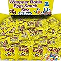 Woppers Robin Eggs Candy, Bulk 64 Count Snack Size Individually Wrapped Whoopers Milk Chocolate Malted Balls with Pastel Candy Shells, for Goodie Bags