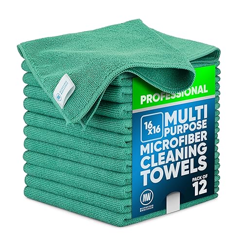 Microfiber Wholesale MW Pro 16x16 Microfiber Wash Cloths - Absorbent Kitchen Dish Rags & Counter Wipes - Heavy Duty Scrubbing Towels for Restaurants