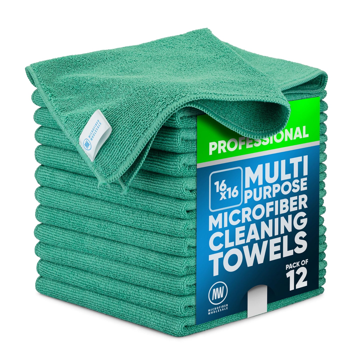 Microfiber Wholesale MW Pro 16x16 Microfiber Wash Cloths - Absorbent Kitchen Dish Rags & Counter Wipes - Heavy Duty Scrubbing Towels for Restaurants