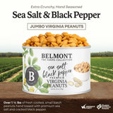 Belmont Peanuts Gourmet Sea Salt and Black Pepper Flavored Virginia Peanuts, 25 oz (1 Pack) - Only 4 Simple Ingredients, No Preservatives, 7g Protein