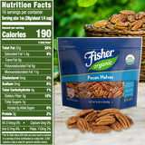 Fisher Organic Pecans Halves 16 oz, USDA Certified Organic, Unsalted Raw Pecans, North American Grown, Non-GMO, No Preservatives, Keto & Paleo
