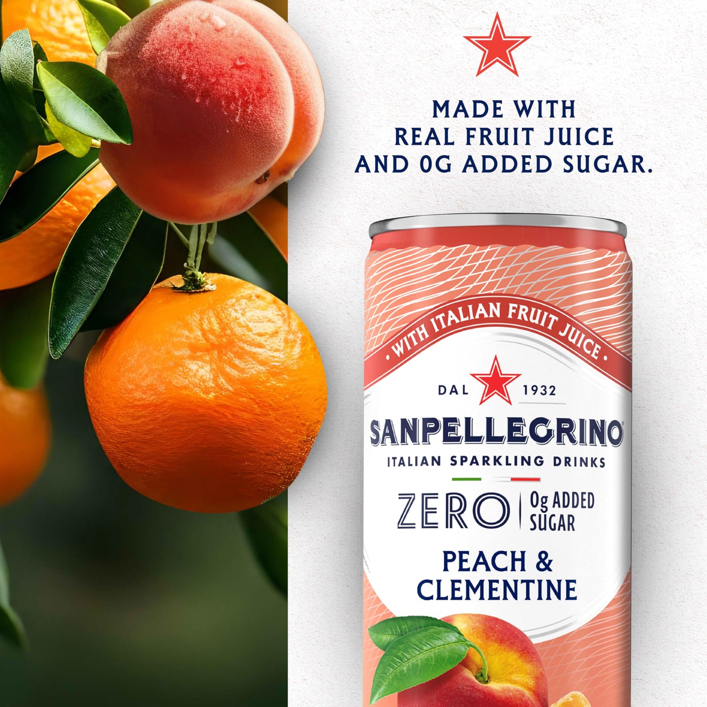 Sanpellegrino Italian Sparkling Drink, Peach Clementine, 6 Cans, 11.15 Fl Oz Can