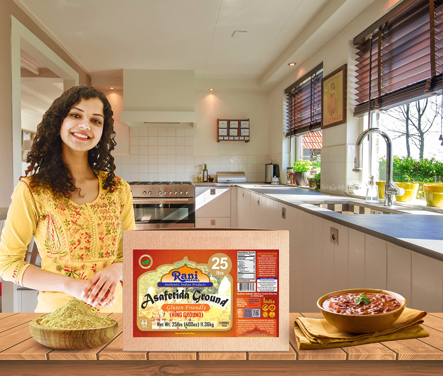 Rani Asafetida (Hing) Ground 400oz (25lbs) 11.36kg Gluten Friendly, Bulk Box ~ All Natural | Salt Free | Vegan | Non-GMO | Kosher | Asafoetida Indian