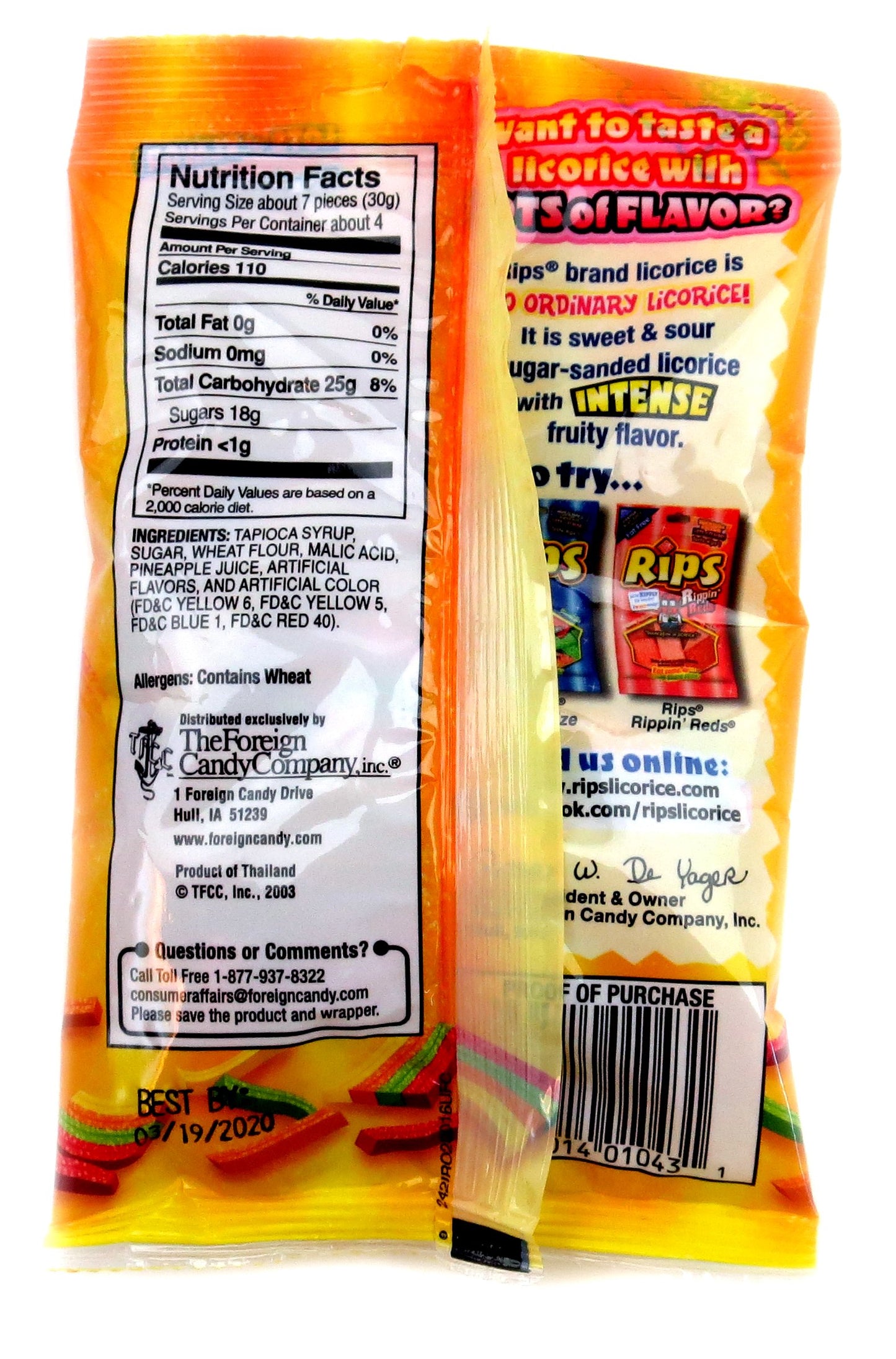 RIPS Rainbow Licorice, 4 oz Bags in a BlackTie Box (Pack of 6)