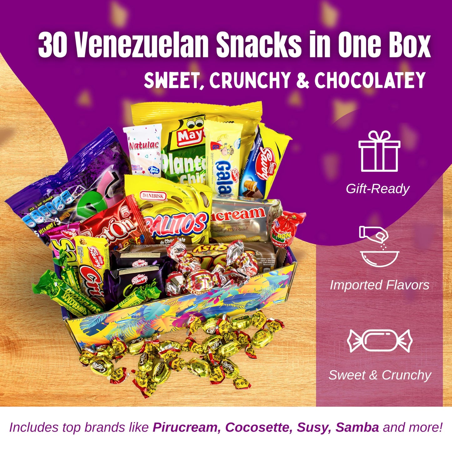 Venezuelan Candy Box Variety Pack - Authentic Sweets & Snacks with Pirucream & Cocosette | Classic
