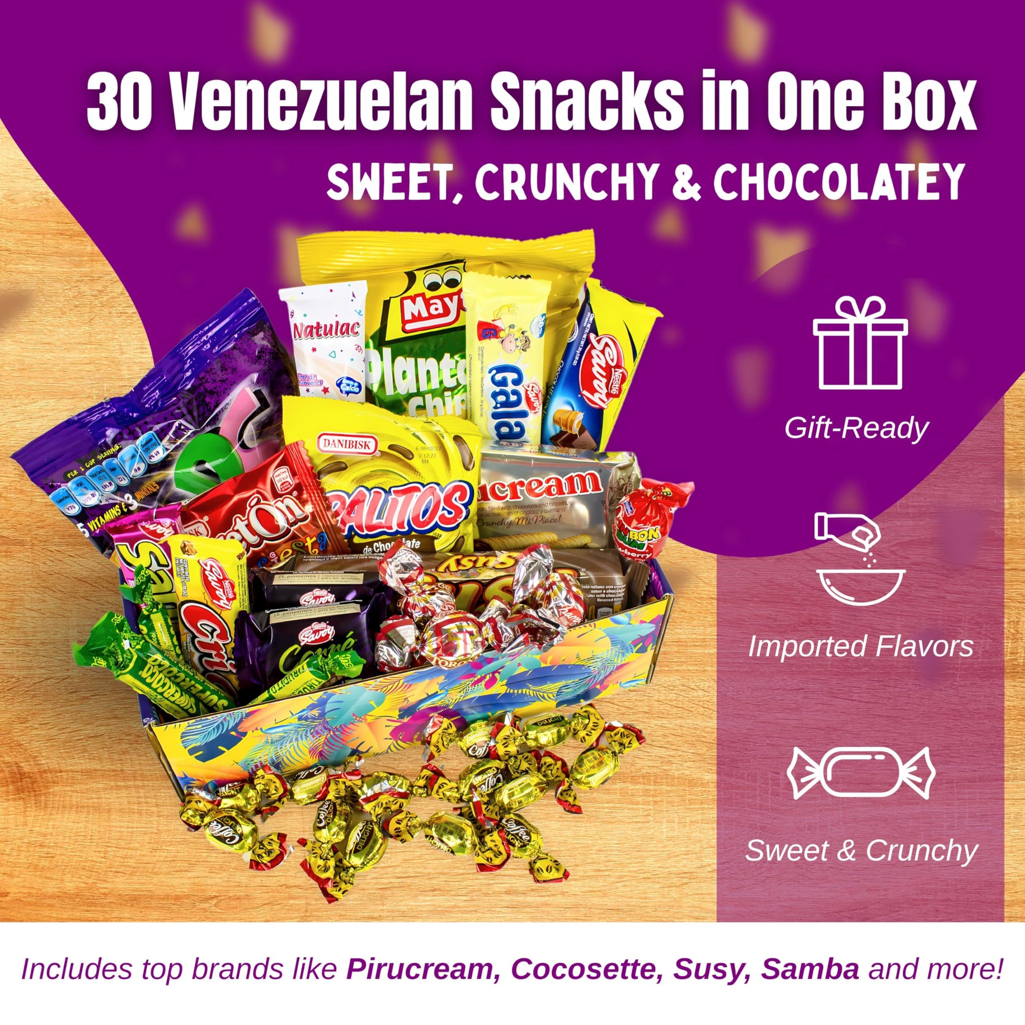 Venezuelan Candy Box Variety Pack - Authentic Sweets & Snacks with Pirucream & Cocosette | Classic