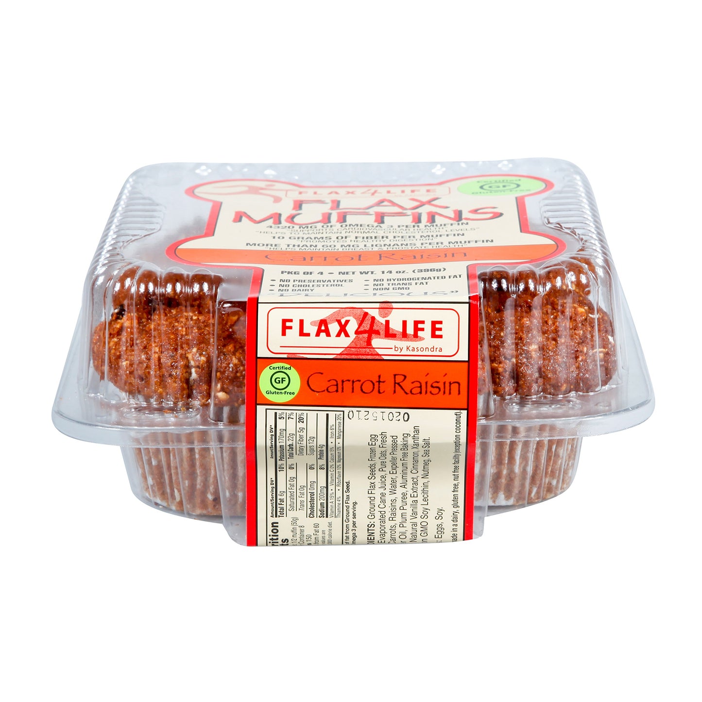 Flax4Life Muffin, Carrot And Raisin Gluten-Free Flax, 14 Oz