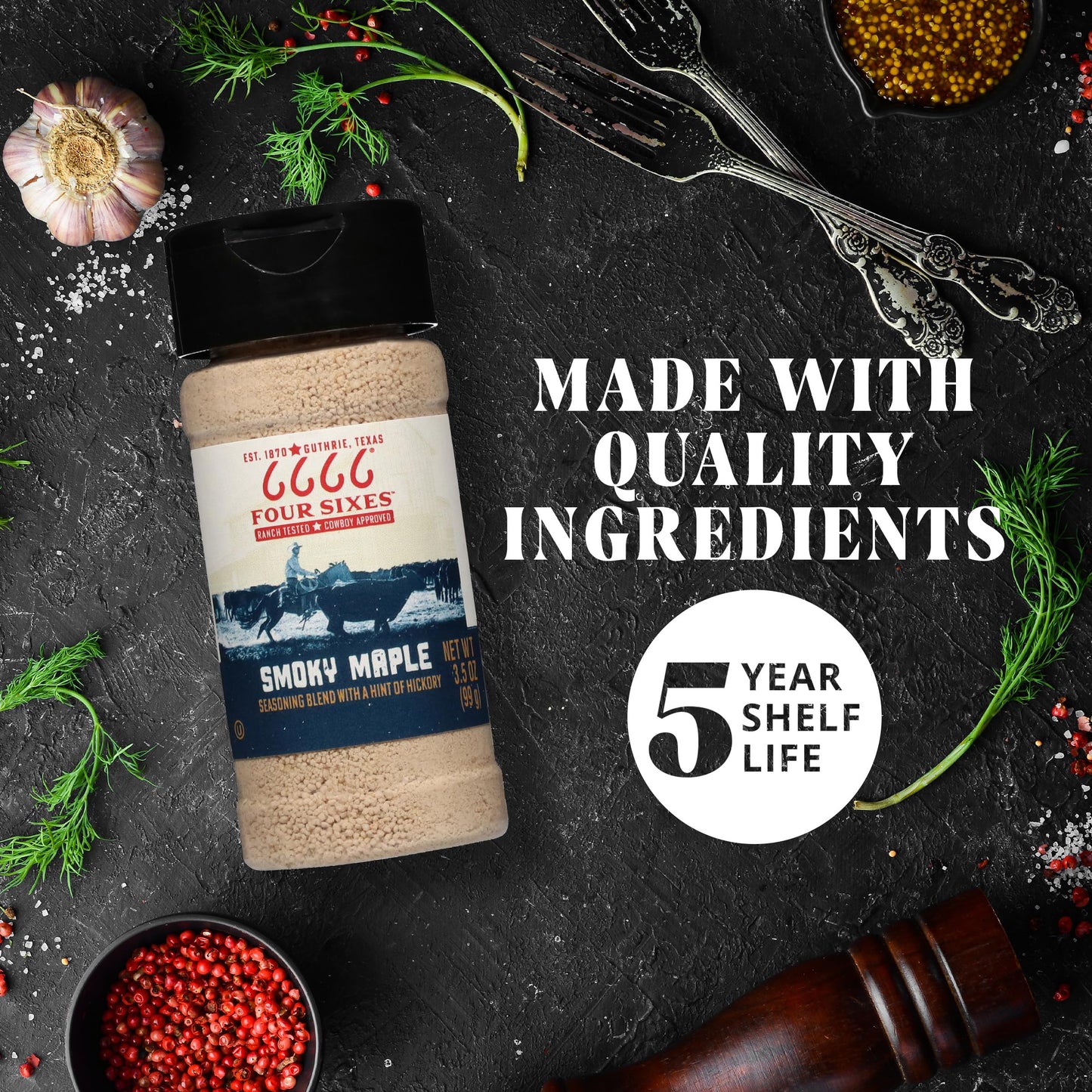 6666 Four Sixes Smoky Maple Seasoning, 3.5 Ounce