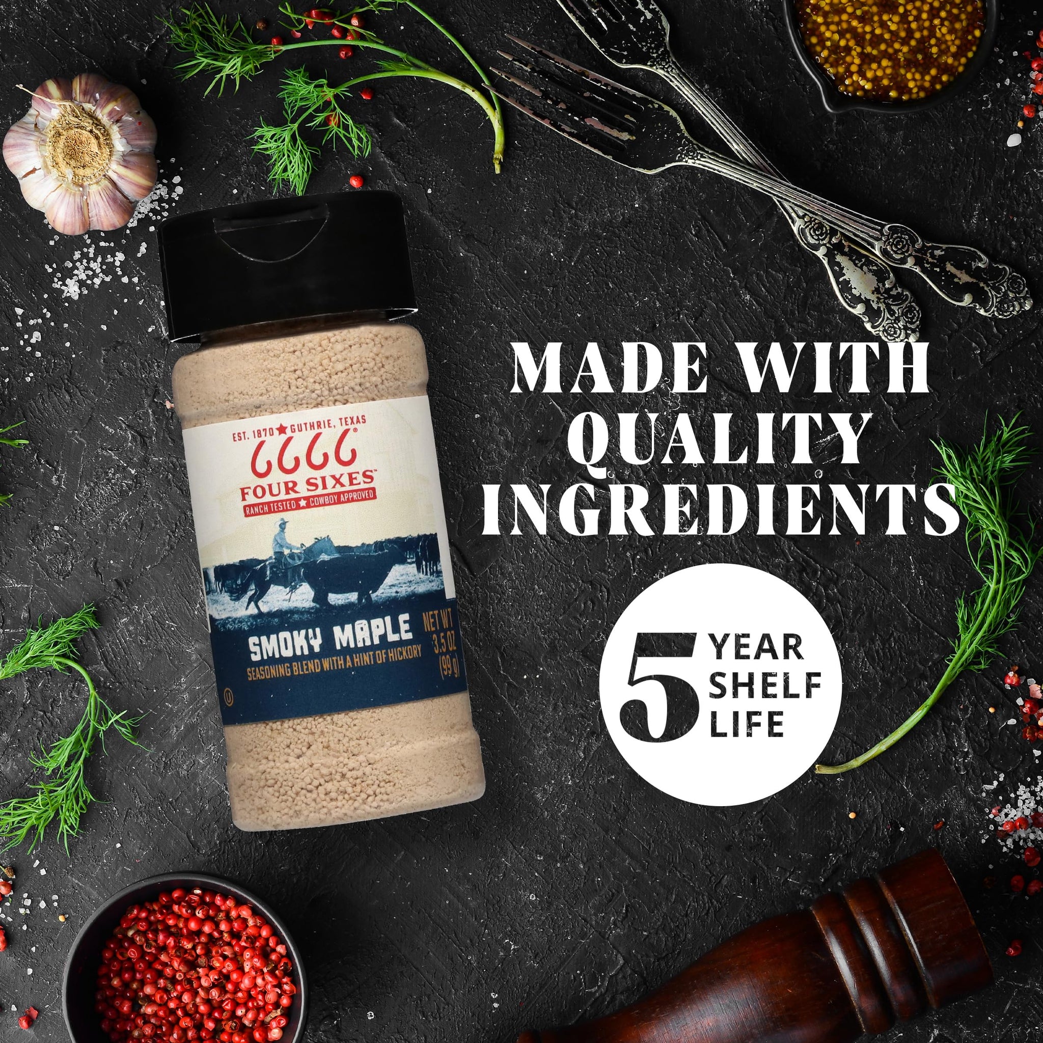 6666 Four Sixes Smoky Maple Seasoning, 3.5 Ounce