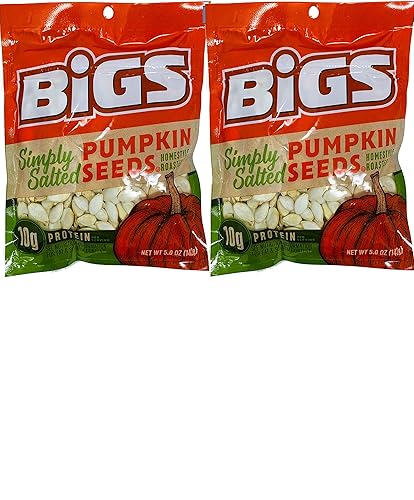 NEW BIGS Simply Salted Pumpkin Seeds A 5 oz Bag Of Homestyle Roasted Seeds (2)