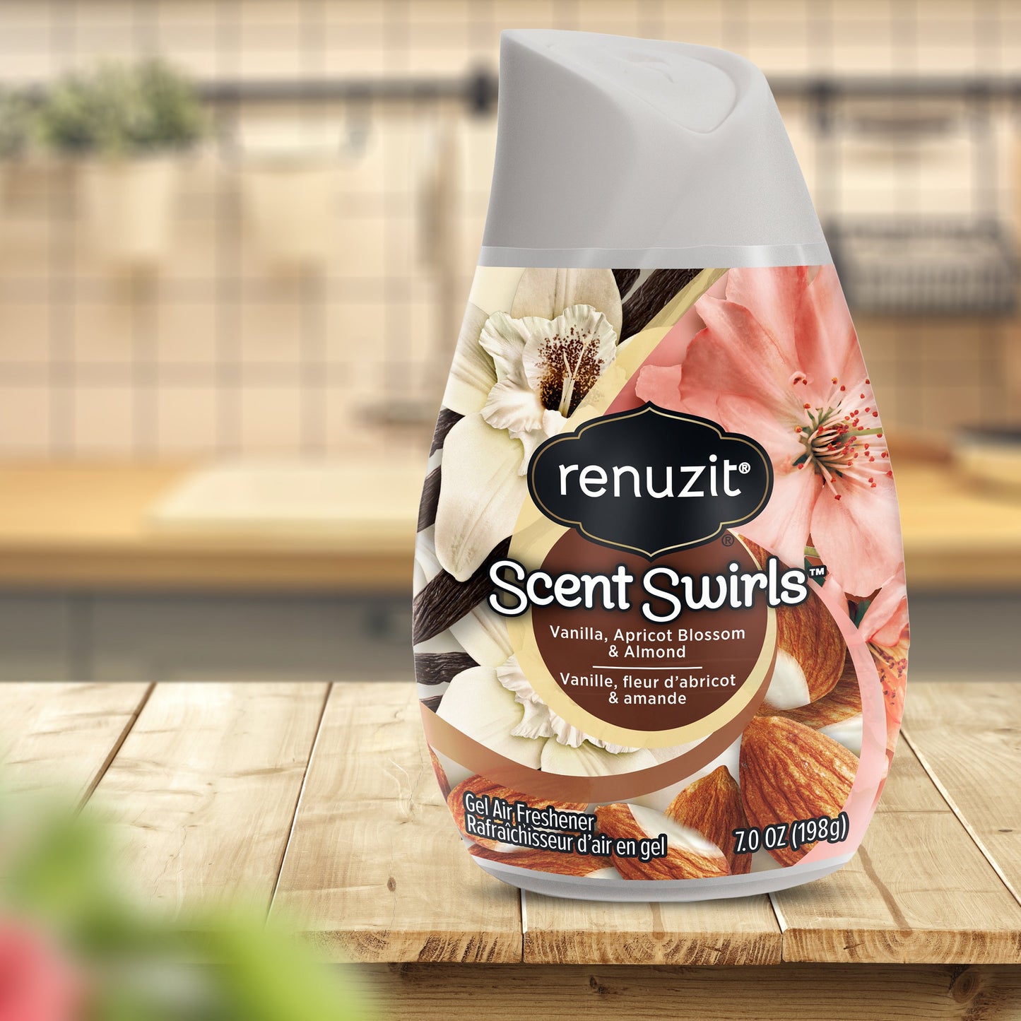 Renuzit Scent Swirls Air Freshener Gel, Vanilla, Apricot Blossom & Almond, 7 Ounces (12 Count)